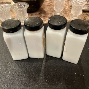 Set of Four White Spice Jars
